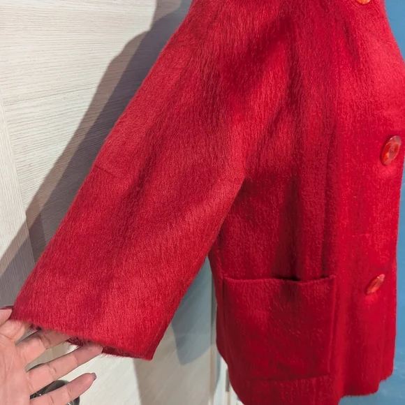 Vintage Red Women's Coat with Large Buttons, late 60s-70s. - Picture 3 of 15